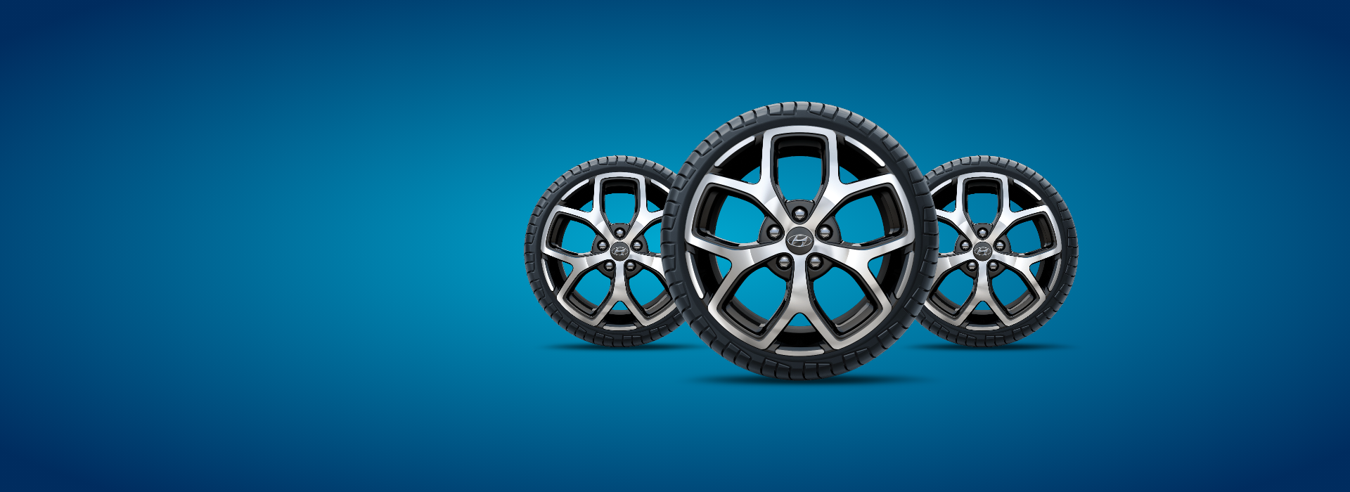 Three Hyundai wheels featured for a tire maintenance event
